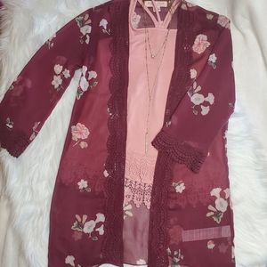 Zoe and Rose girls burgundy kimono